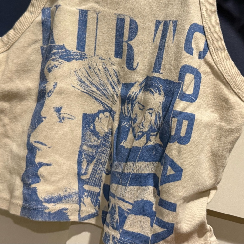 American Eagle Outfitters Beige Tank NIRVANA Kurt Cobain size M Never worn - Picture 4 of 7